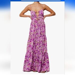 Floral Maxi Dress in Purple & Pink